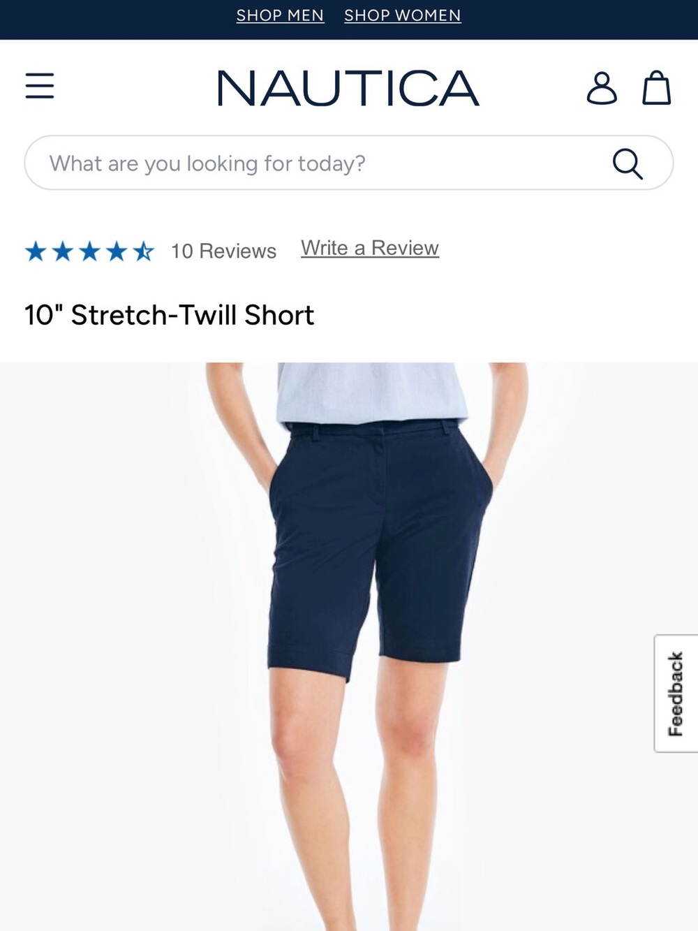 Nautica Women's Navy Stretch-Twill 10" Bermuda Shorts